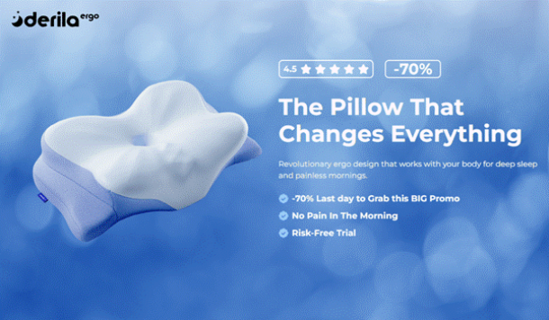 Derila Ergo ergonomic neck support pillow designed for better spinal alignment and deeper sleep