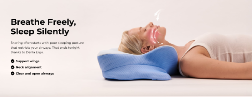 The ergonomic pillow helps improve sleep quality.